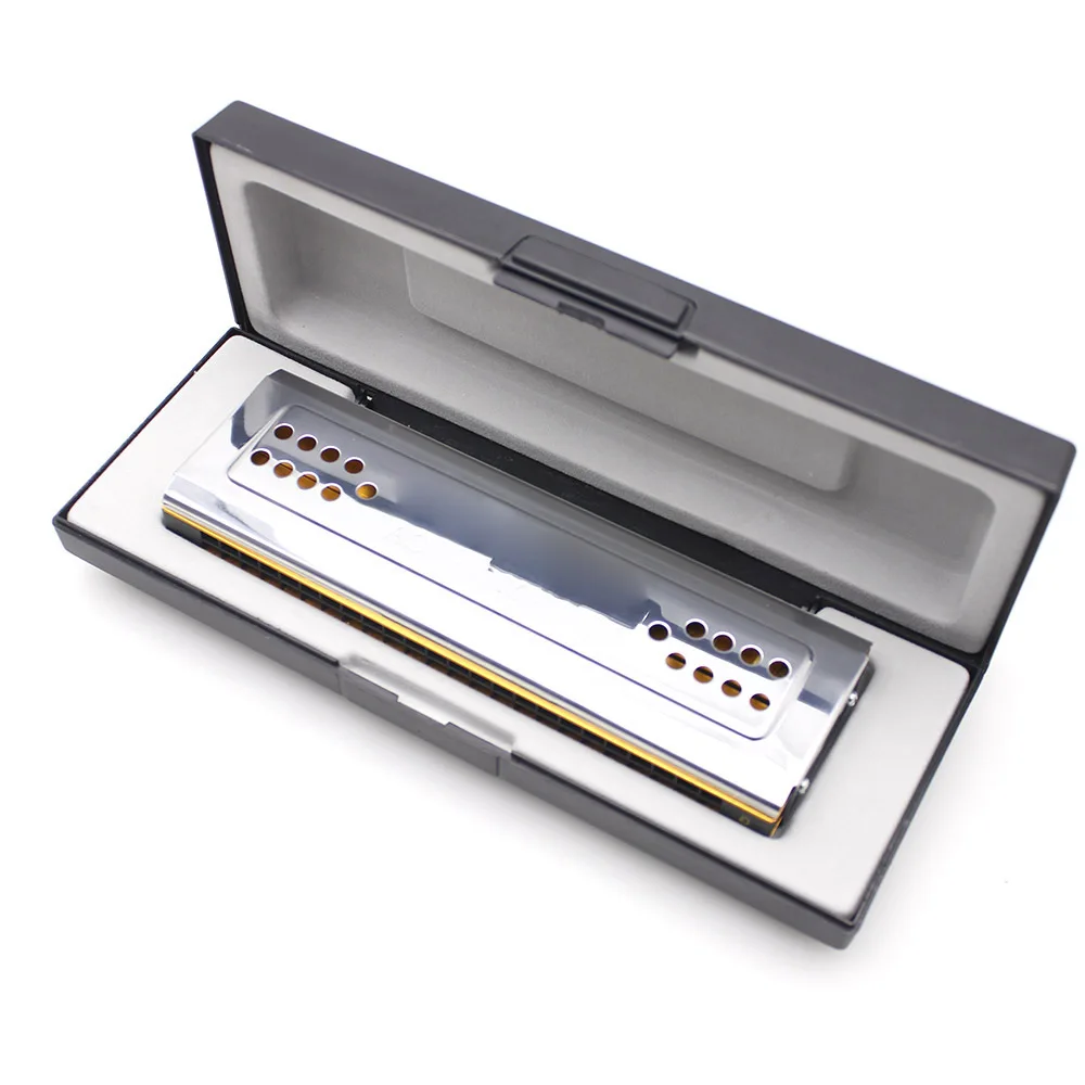 

Swan 2-in-1 Dual-sided Tremolo Harmonica Mouth Key of C&G 24 Double Holes 48 Reeds Wind Instrument with Padded Box