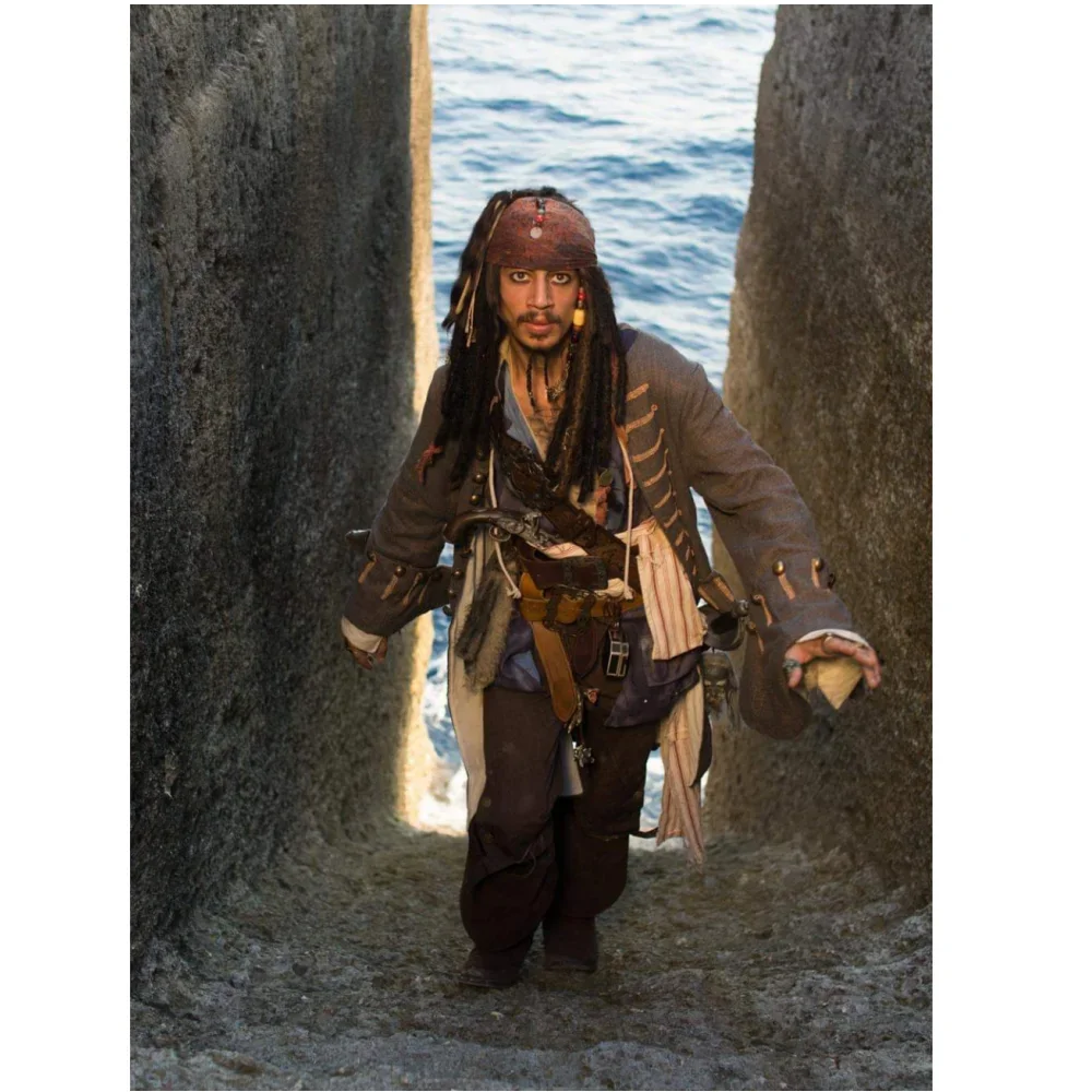 Movie Pirates Of The Caribbean Cosplay Costume Jack Sparrow Cosplay Full Set CostumeFor Men Adult