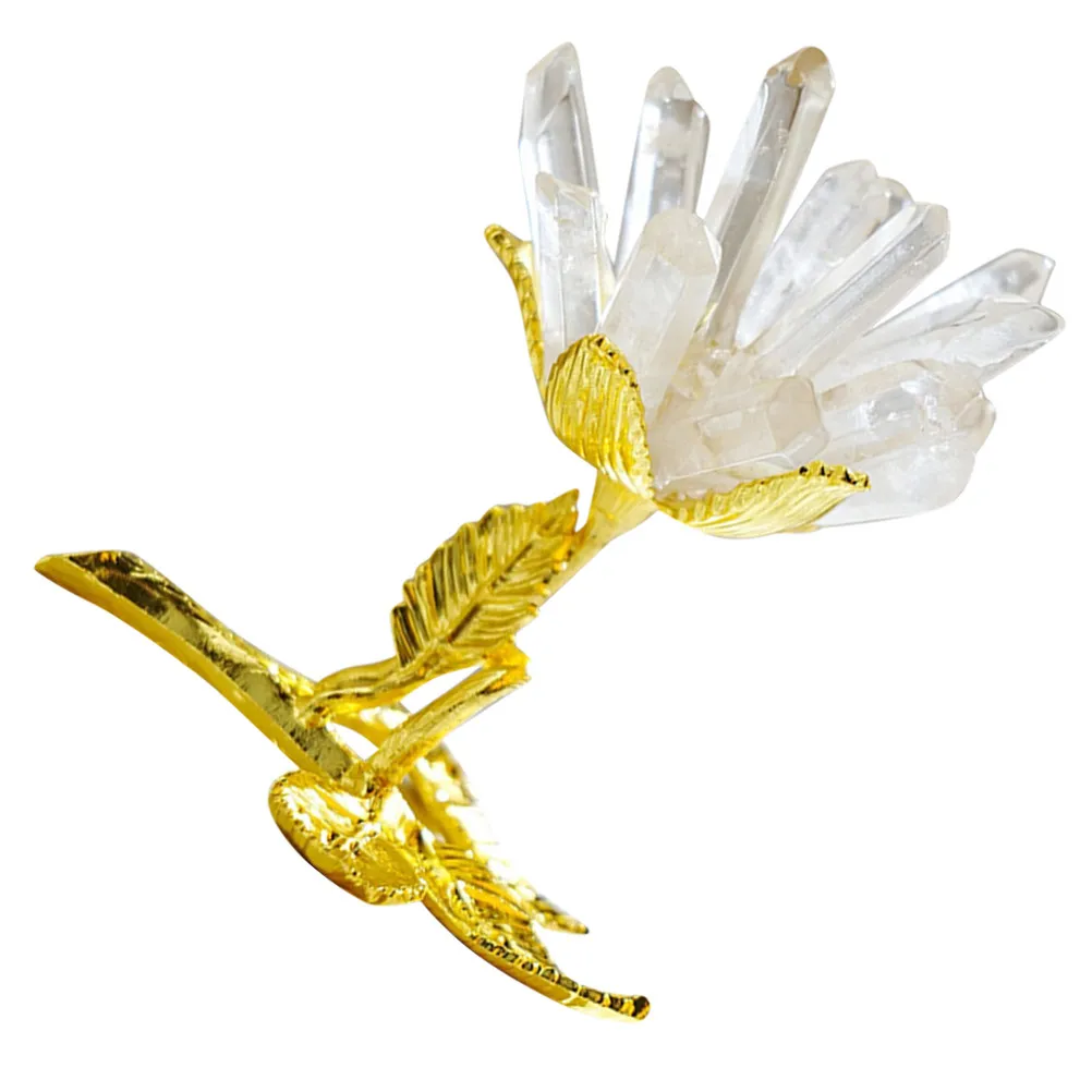 Crystal Cluster Decor Rock Crystal Alloy Base Chic Home Desktop Tabletop Flower Ornament Creative Adornment Cluster
