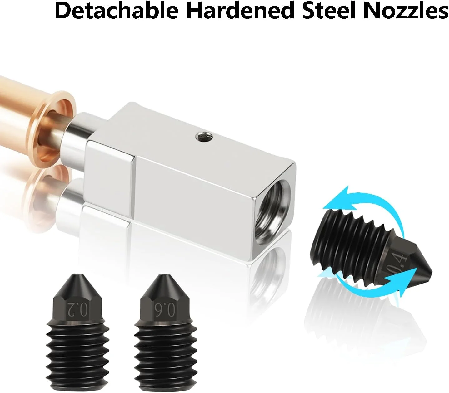 فوهات قابلة للفصل لملحقات الطابعة Bambu Lab X1/ X1C/ P1P/P1S 0.2 /0.4 /0.6/ 0.8 مم لملحقات الطابعة ثلاثية الأبعاد Bambu P1