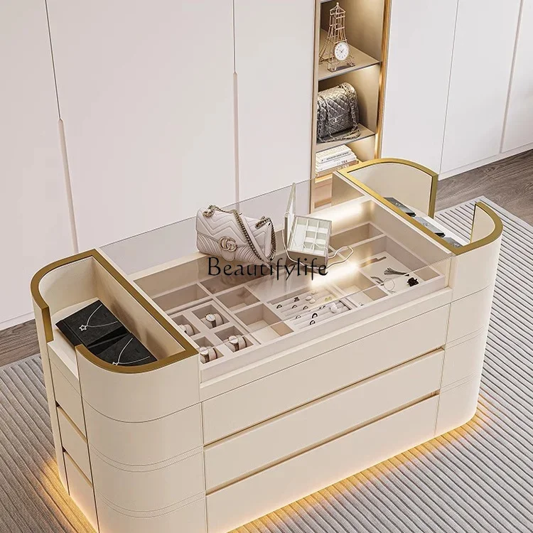 

LJY*Light luxury cloakroom mid-island cabinet modern home jewelry display cabinet