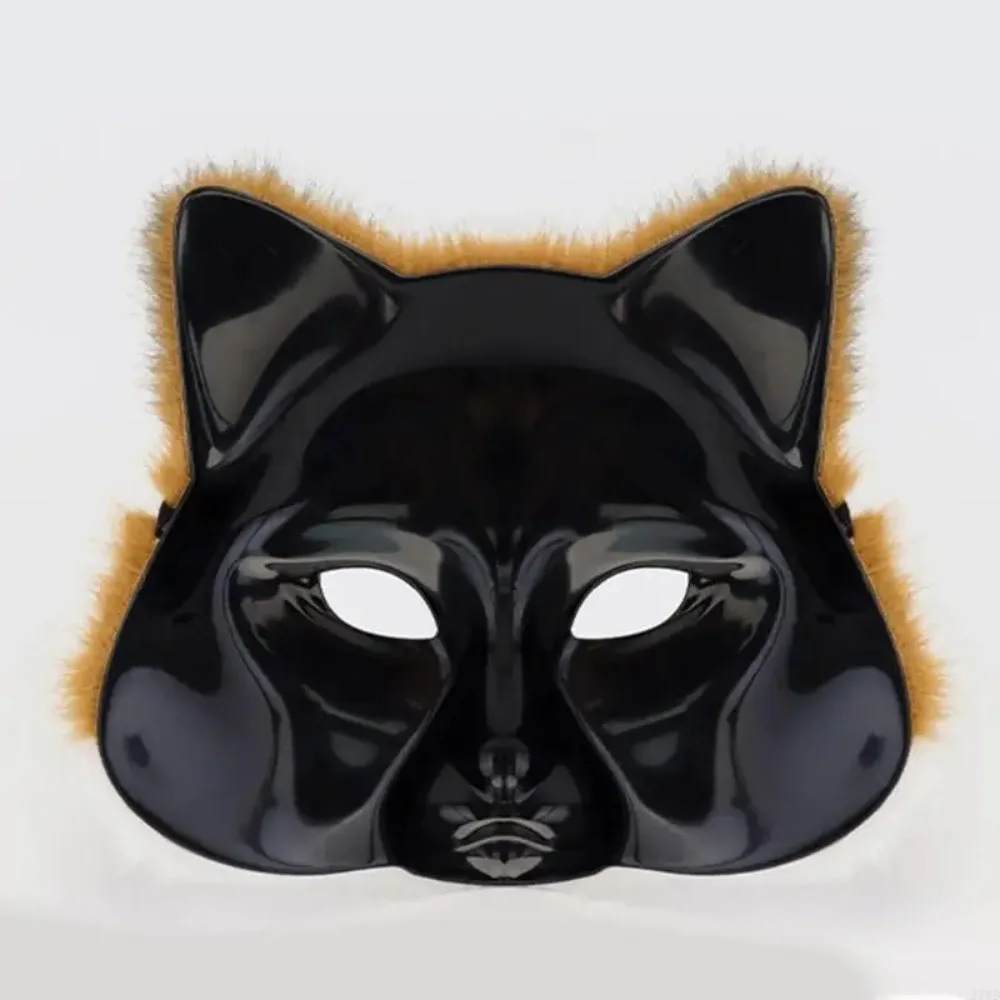 270D Faux Furs Wolf Foxes Mask Plush Cats Half Face Mask Foxes Cats Wolf Cosplay Costume for Masquerades Halloween Christmas 2