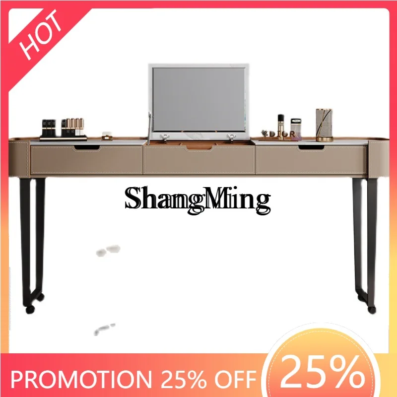 ZYY Light Luxury Bedside Saddle Leather Mobile Desk Lazy Home Multifunctional Bedroom Simple Dressing Table Computer