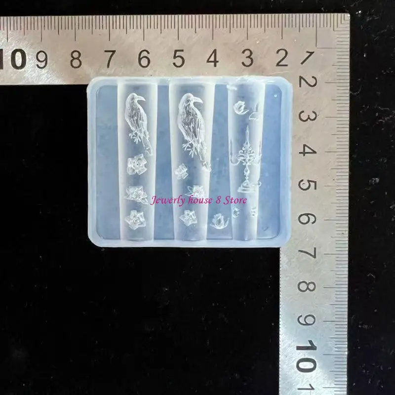 قالب سيليكون للأظافر على شكل غراب قوطي من أجل تصميمات فنية للأظافر