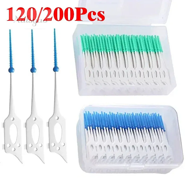 200pcs Interdental Brush Food Grade Silicone Clean Tooth Crevices Dental Care Box Toothpicks Oral Hygiene Tool