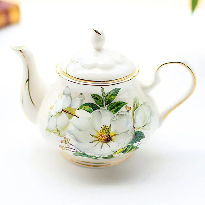 1000ML, Real Bone China Tea Pot, Vintage Ceramic Teapot, Cafeteira Expresso Coffee Kettle, for Ceremany, Party