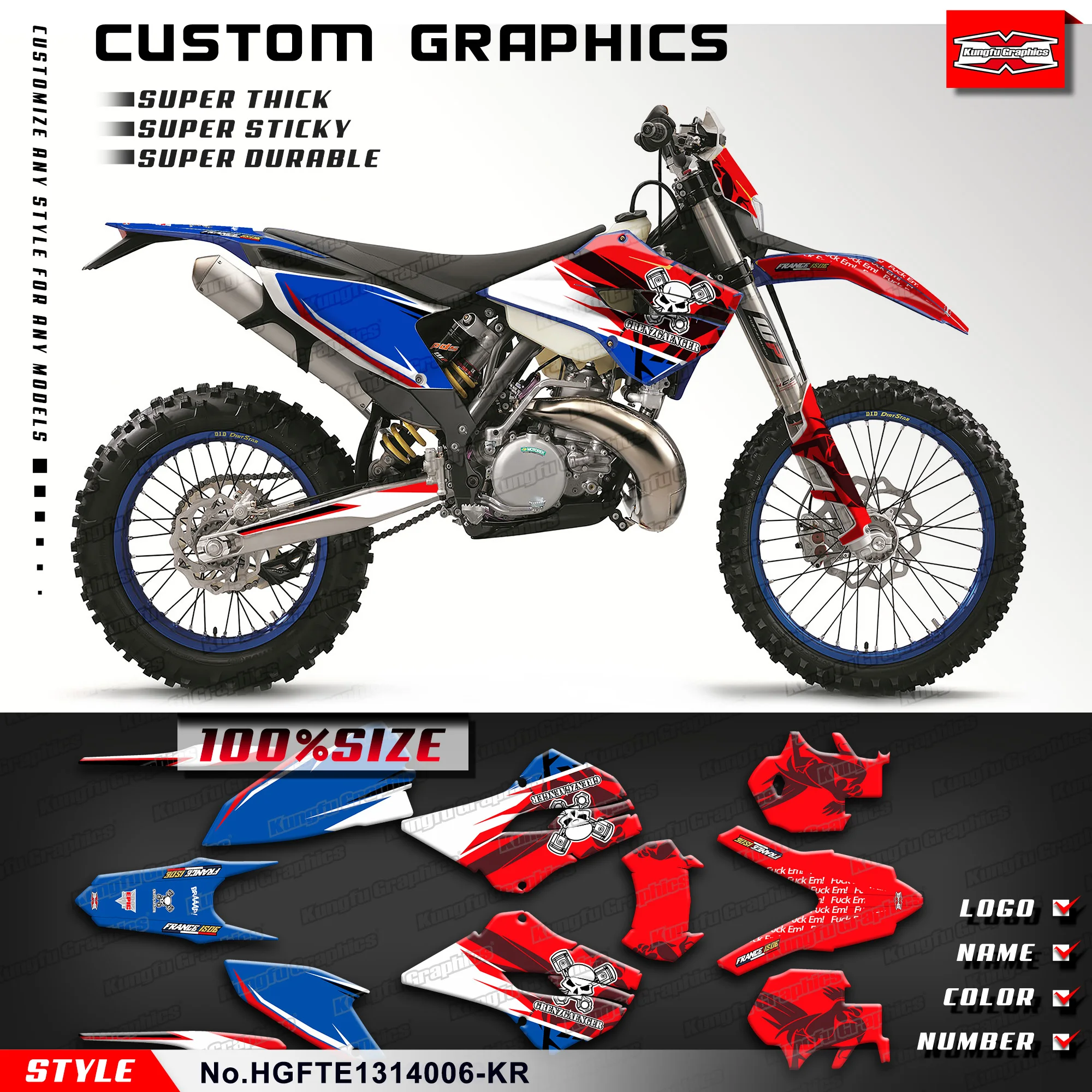 

KUNGFU GRAPHICS Motorcycle Graphics Wrap Design for Husaberg TE 125 250 300 / FE 250 350 450 501 2013 2014, HGFTE1314006-KR