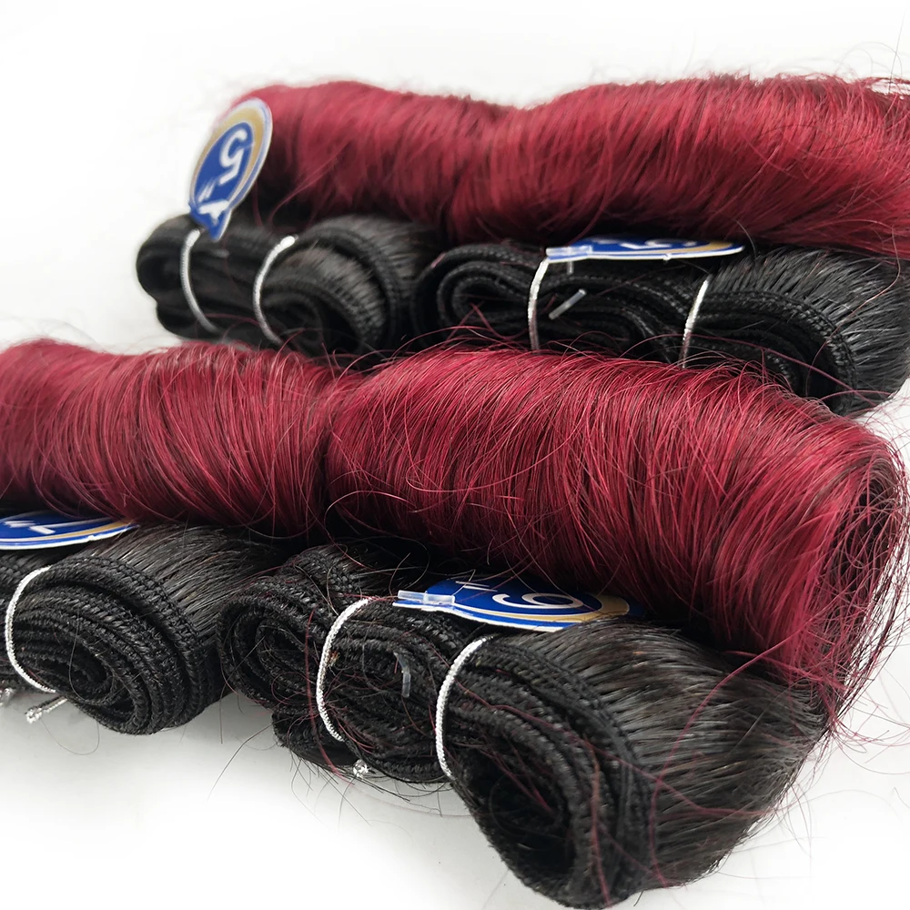 Bouncy Curly 100% Human Hair Bundles 1B 27 30 99J Burgundy Colored Bundles Hair Extensions Indian Remy Hair 4 Bundles