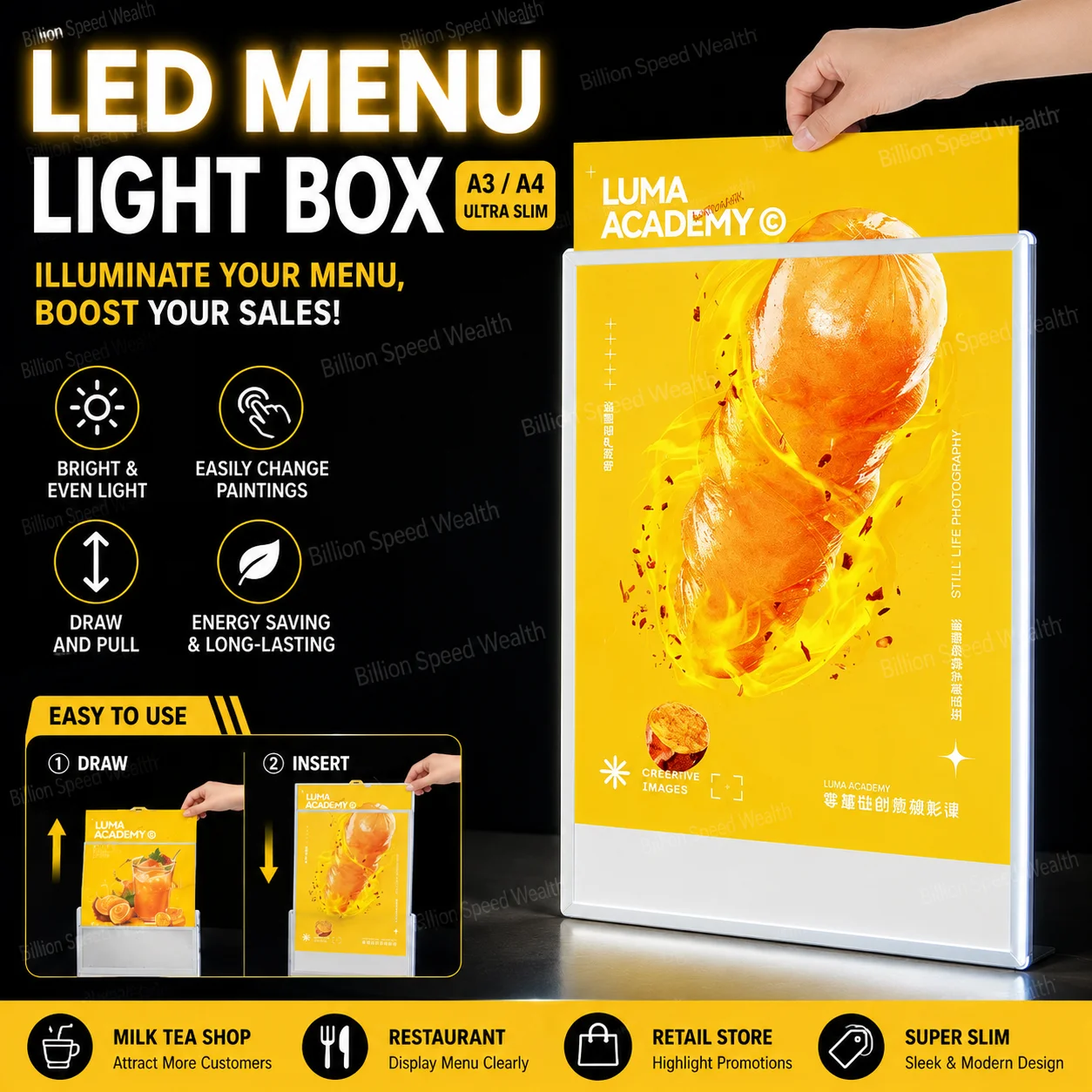 leda3a4-latte-negozio-di-te-menu-luminoso-display-lightbox-piastra-di-ordine-lista-dei-prezzi-progettazione-e-produzione-desktop-ultrasottile