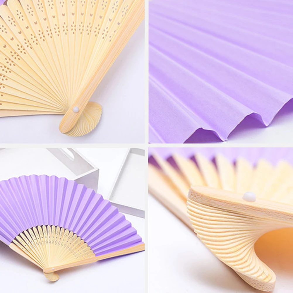 Pure Color Blank Bamboo Folding Fan Children\'s Painting Handicraft Cartoon Calligraphy Graffiti Paper Fan Wall Hanging Souvenir