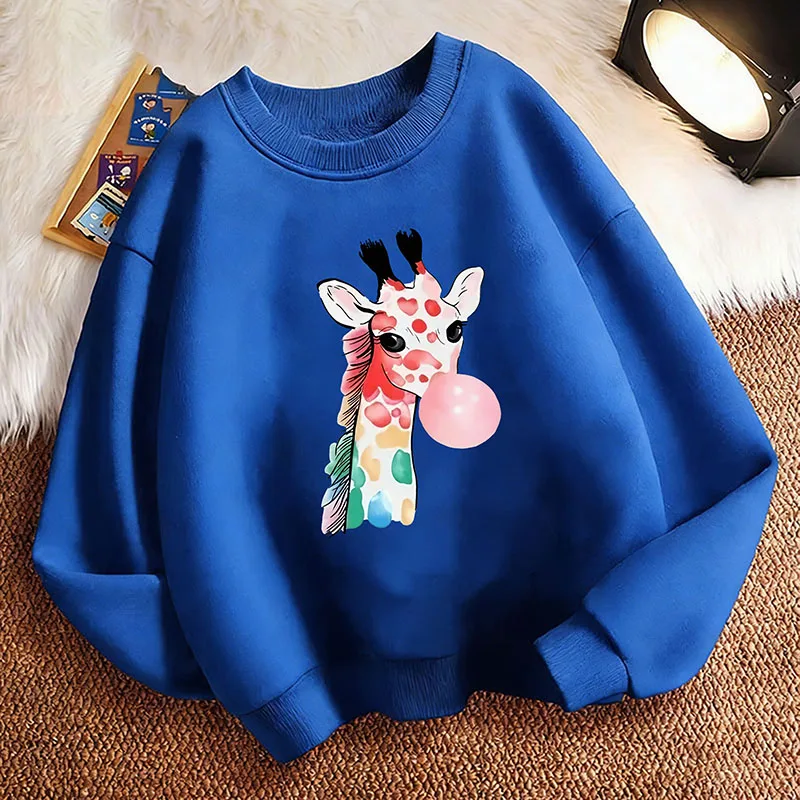 Pullover Y2k Giraffe with Gum Printed Hoodie Kids 90s Children's Sweatshirt Hoody for Boys Girls Casual Hoodies Hip Hop Clothes