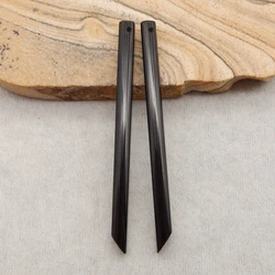 Semiprecious Stone Obsidian Fashion Jewelry Women Long Earrings Accessories 56x4mm 4g