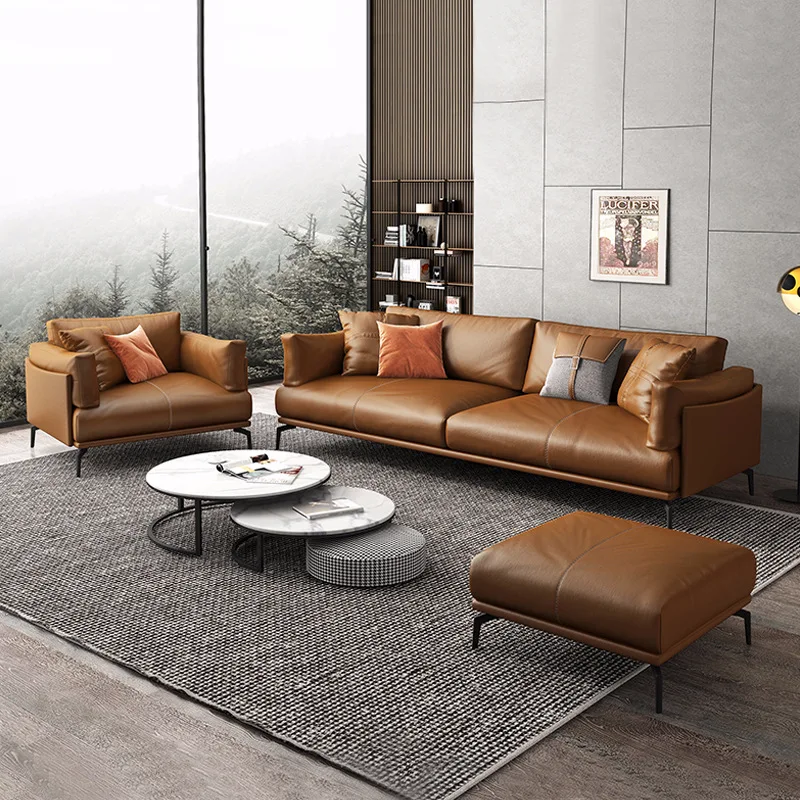 Office sofa leather business rest area VIP reception bank meeting room sofa coffee table combination set