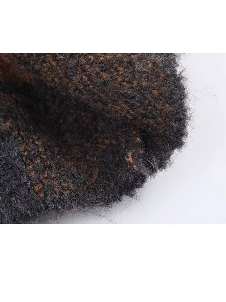 

HH женские элегантные кардиганы с круглым воротником на одной пуговице, шикарные женские осенние однобортные клетчатые карманы, вязаное пальто с длинными рукавами