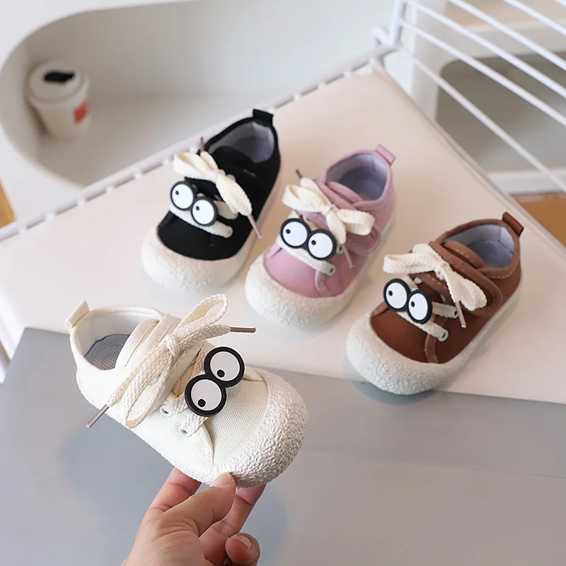 

2025 Anti Slip Sneakers Light Kids Shoes Toddler Shoes Cute Cartoon Canvas Shoe Soft Sole Boy Girl Casual Shoe Simple Kid Shoes