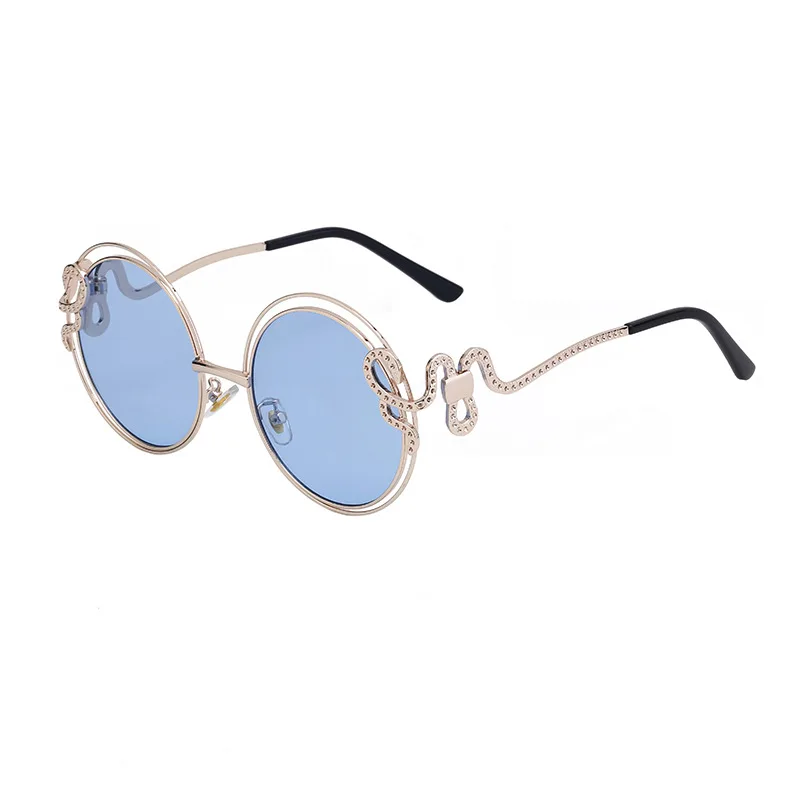 INS-gafas de sol circulares de Metal para mujer, espejo decorativo para fotografía callejera al aire libre, sombrilla de fiesta de lujo, UV400