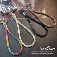 Glitter Flashy Rhinestone Cell Phone Charm Lanyard  for iPhone Diamond Crystal Phone Wrist Straps Keychain Hanging Anti-lost Rop