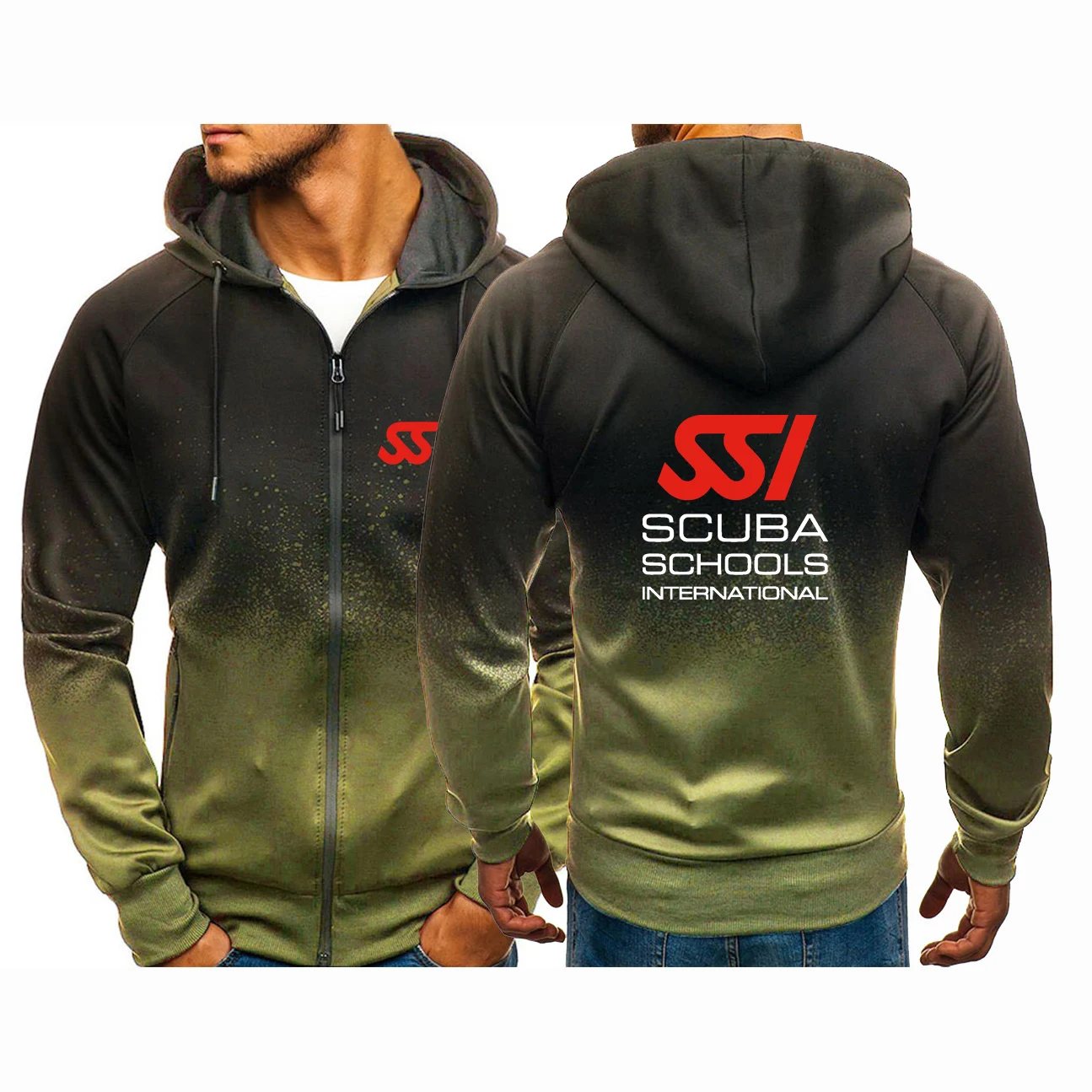 2022 Scuba Diving Dive SSI Men\'s New Fashion Hoodies Casual Harajuku Gradient Color Cardigan Coat Fleece Sweatshirts Zip Jacket
