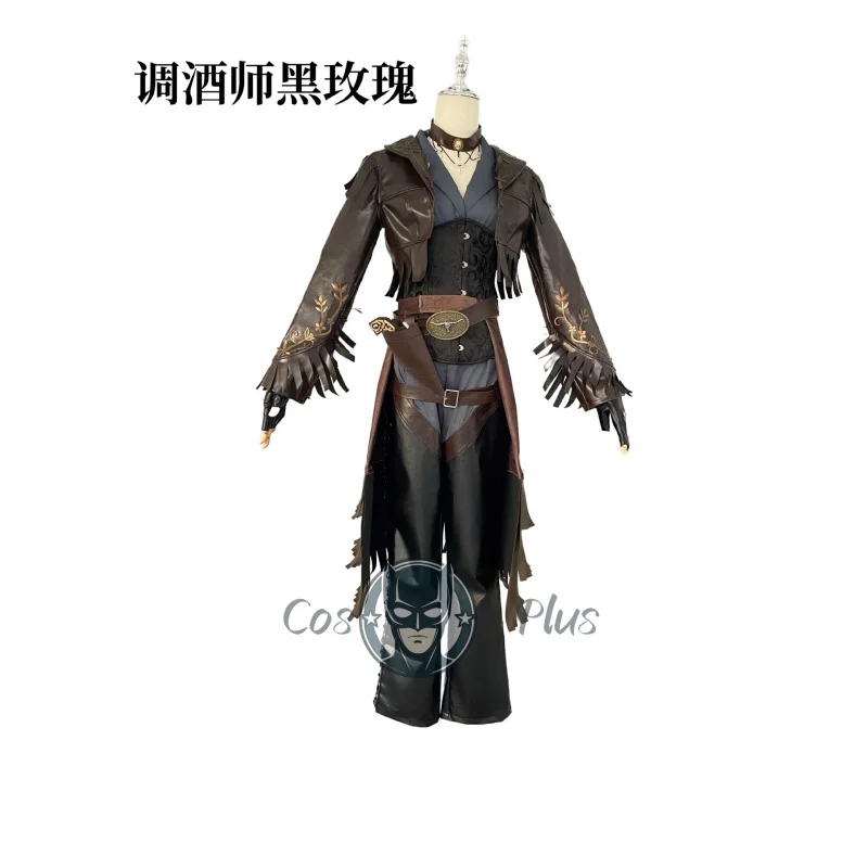 

Demi Bourbon Cosplay Game Identity V Costume Proofreader Barmaid Black Rose Uniform Halloween Party Play Role Clothing for Woman