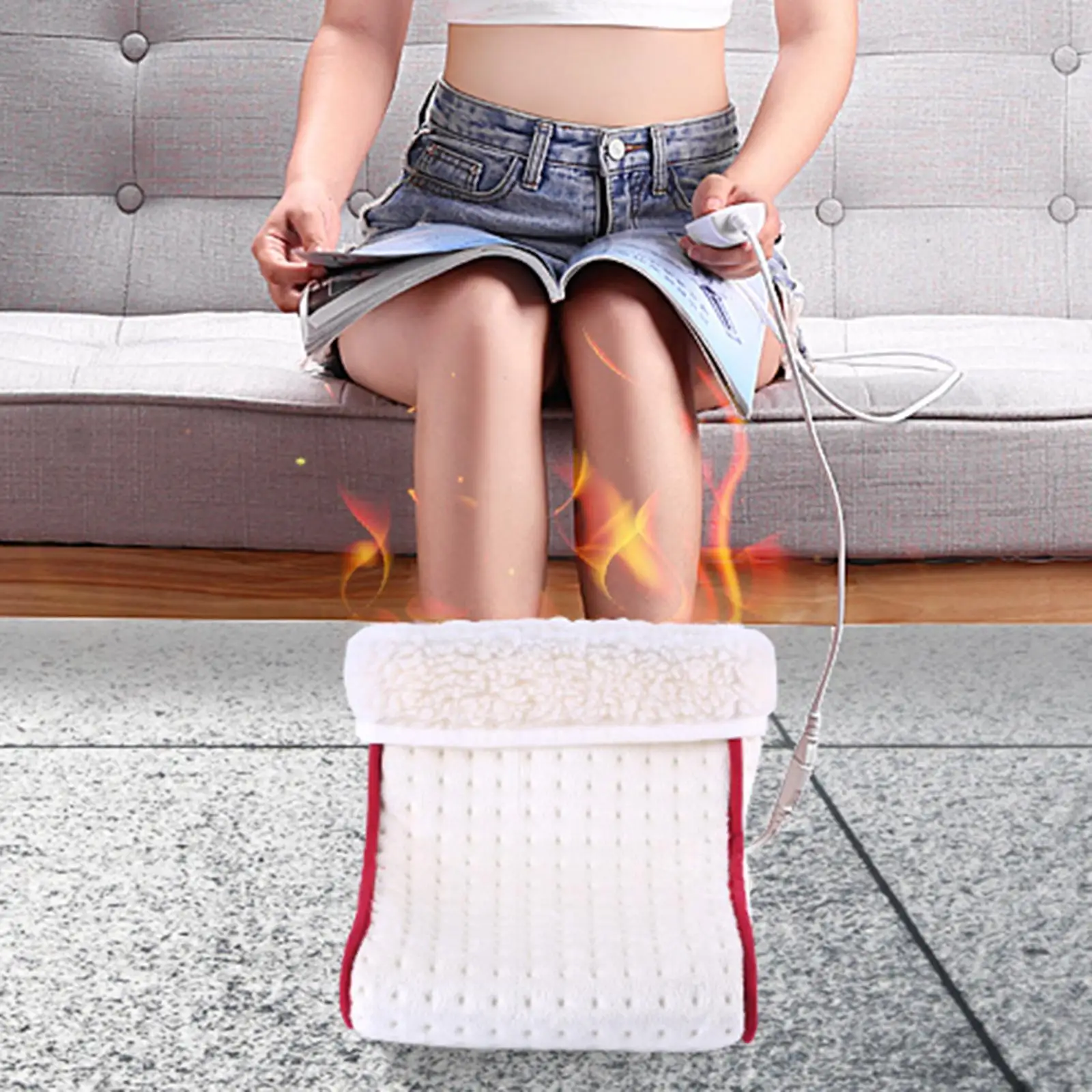 

Electric Foot Warmer & Massager Feet Warmer Hot Feet Massage, Washable Detachable Inner Fleece Lining with Handheld Controller
