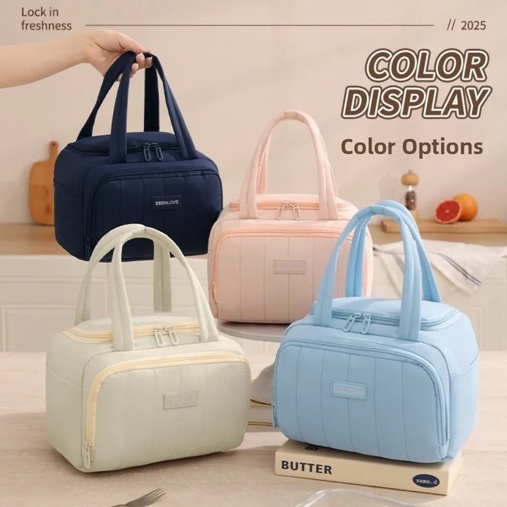 

Large Capacity Insulated Lunch Bag Insulated Design Multip-Pocket Food Storage Handbag Thicken Handbag Style Picnic Bag Work Use
