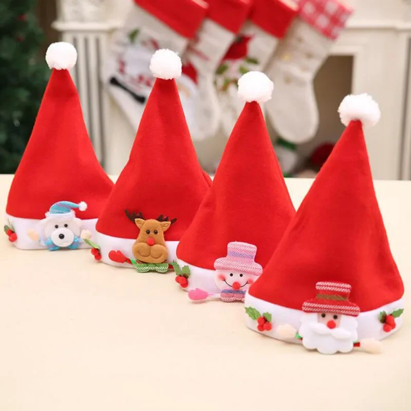 10pc Cartoon Christmas Hat Adult Child Christmas Party Santa Claus Hat Birthday party Hat Cosplay Stage Performance Prop