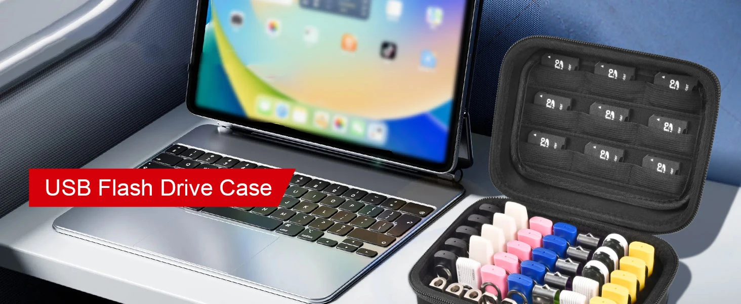 USB-Stick-Etui für SanDisk/Samsung/PNY, 44-fachiger USB-Stick-Halter mit 9 SD-Kartensteckplätzen, tragbare EVA-Tragetasche, nur Etui – Detail 1