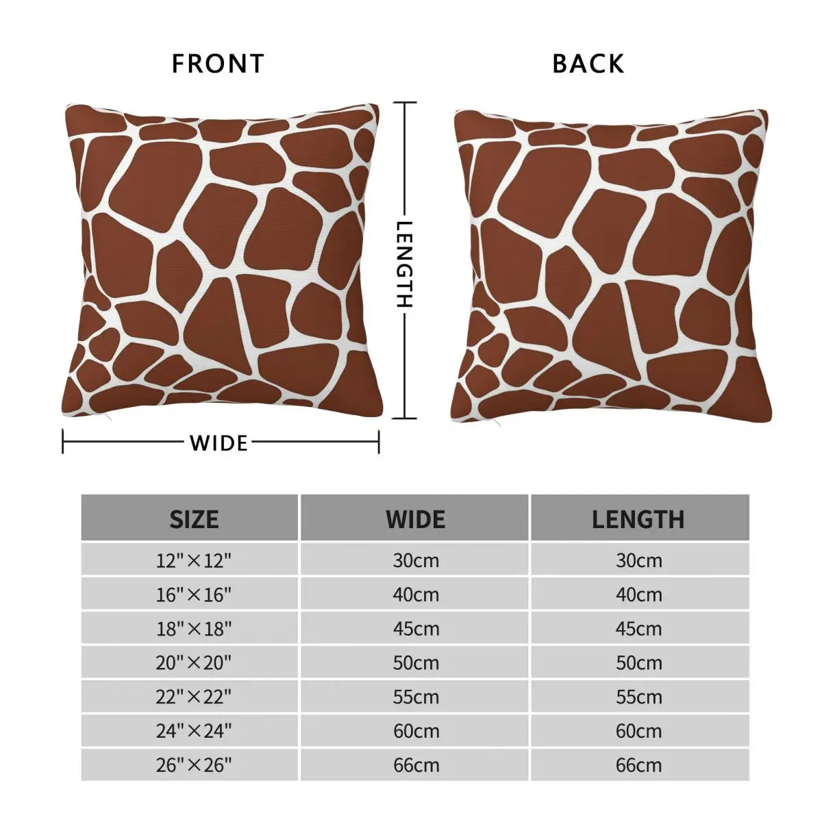 Chic Brown Giraffe Square Pillowcase Polyester Linen Velvet Creative Zip Decor Pillow Case Bed Cushion Cover 45x45