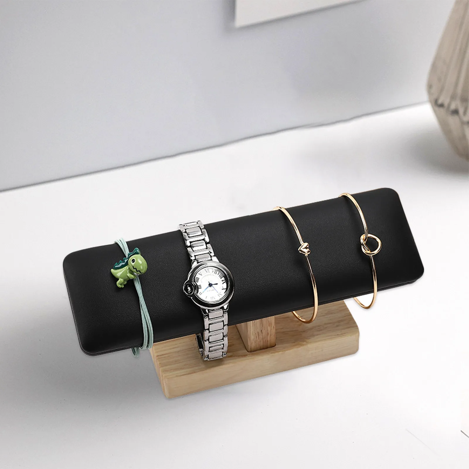 

Premium Bamboo Wood Jewelry Display Holder Stand for Bracelets Watches Necklaces Organizer Rack Home Office Decor