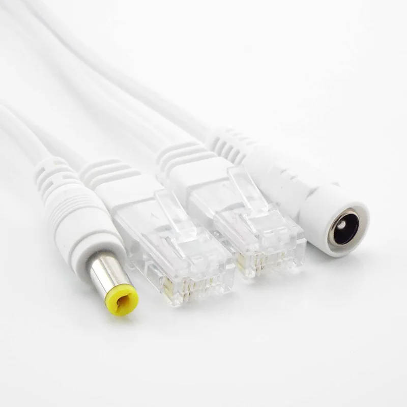 White Color POE Splitter Switch POE Cable adapter Tape Screened 5V 12V 24V 48V Power Supply Cable 5.5*2.1mm