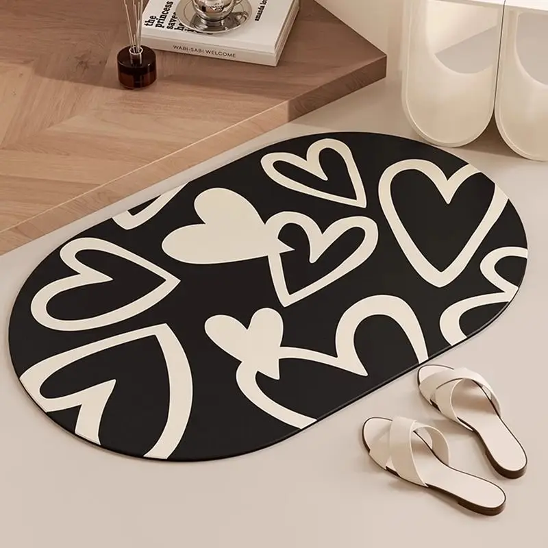 New product, modern, fashionable, black bathroom door, absorbent, moisture resistant, Italian diatomaceous earth mat