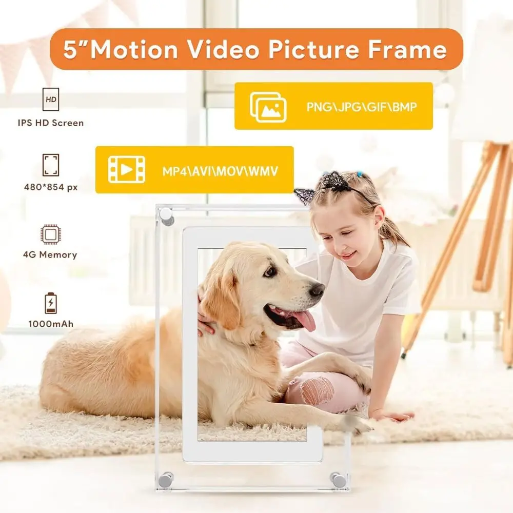 Gift Acrylic Digital Photo Frame 5inch High Resolution Video Picture Frame Plays Music 480x854 Digital Album Home Decor