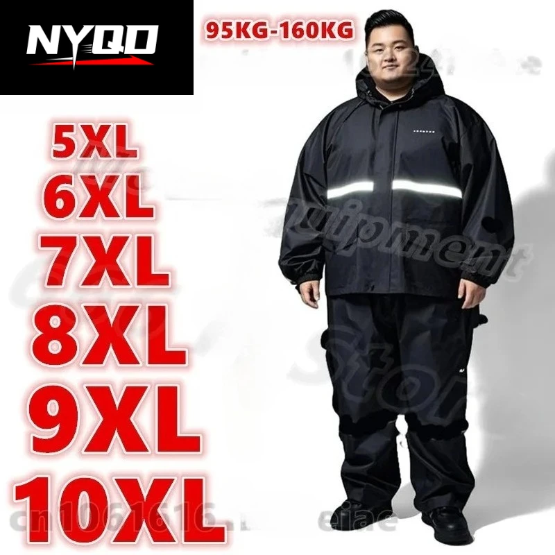 

Комплект дождевиков для полных мужчин 10XL: куртка и брюки, двойной слой, светоотражающий, водонепроницаемый, для мотоциклистов, до 160 кг