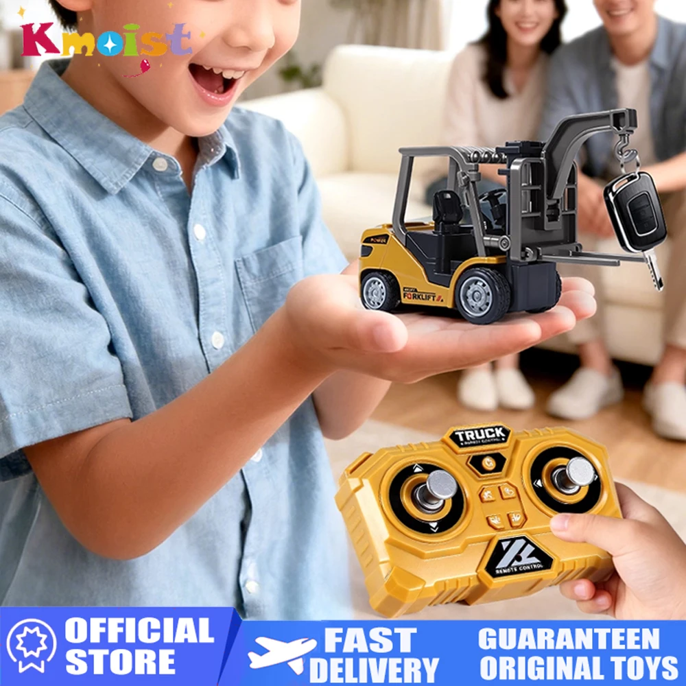 

1/64 настольный мини-радиоуправляемый автомобиль, вилочный погрузчик из сплава, полномасштабный пульт дистанционного управления, инженерный автомобиль, управляемые через приложение, игрушки для мальчиков, подарки для детей