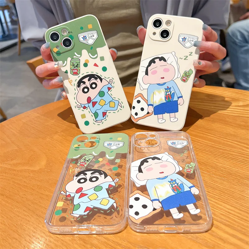 Crayon Shin-chan Anime Character Superman Fun Cartoon Cute Applicable IPhone 11 Case Clear Apple 12 13 Case Girl Gift