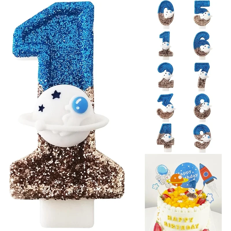 Blue Planet 0-9 free combination digital candles, birthday candles are perfect for high-end baking cake decoration at birthday p
