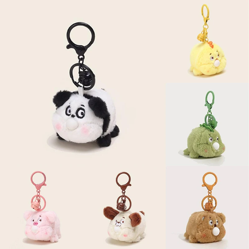 Cute Fat Panda Blowing Bubbles Doll Keychain Lovely Animal Plush Stress Relief Toy Pendant Kids Backpack Decoration Charms Gift