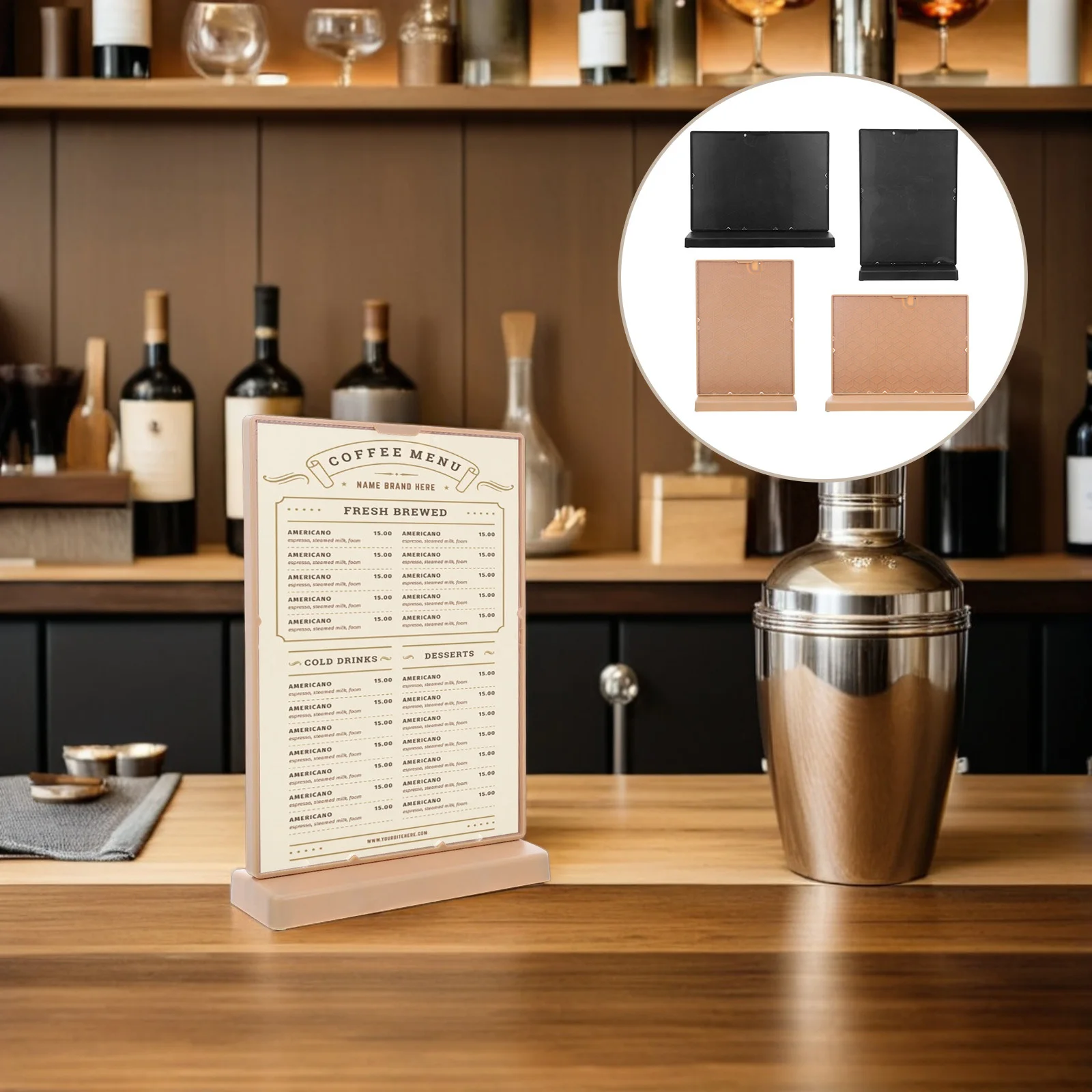 

4Pcs L-Shaped Display Stand Double-Sided Menu Holder for Cafe Restaurant Table Price Sign Menu Holder Table Signs