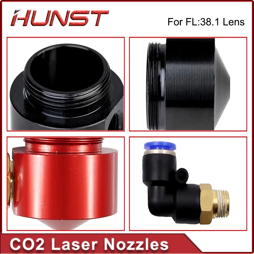 HUNST CO2 Laser Air Nozzle for Dia.20mm FL38.1mm Focus Lens Co2 Short Nozzle for Laser Head at CO2 Laser Cutting Machine