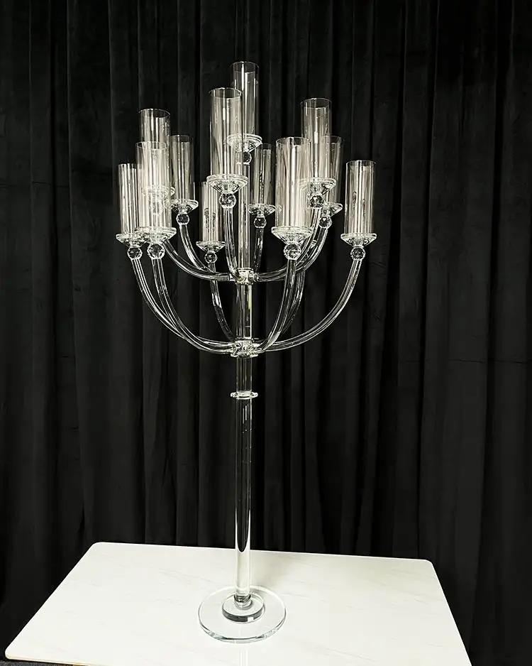 2-6pcs Party Wedding Decoration Huge tall flower arch backdrop stand Crystal Glass Candelabras With Shades for Centerpieces