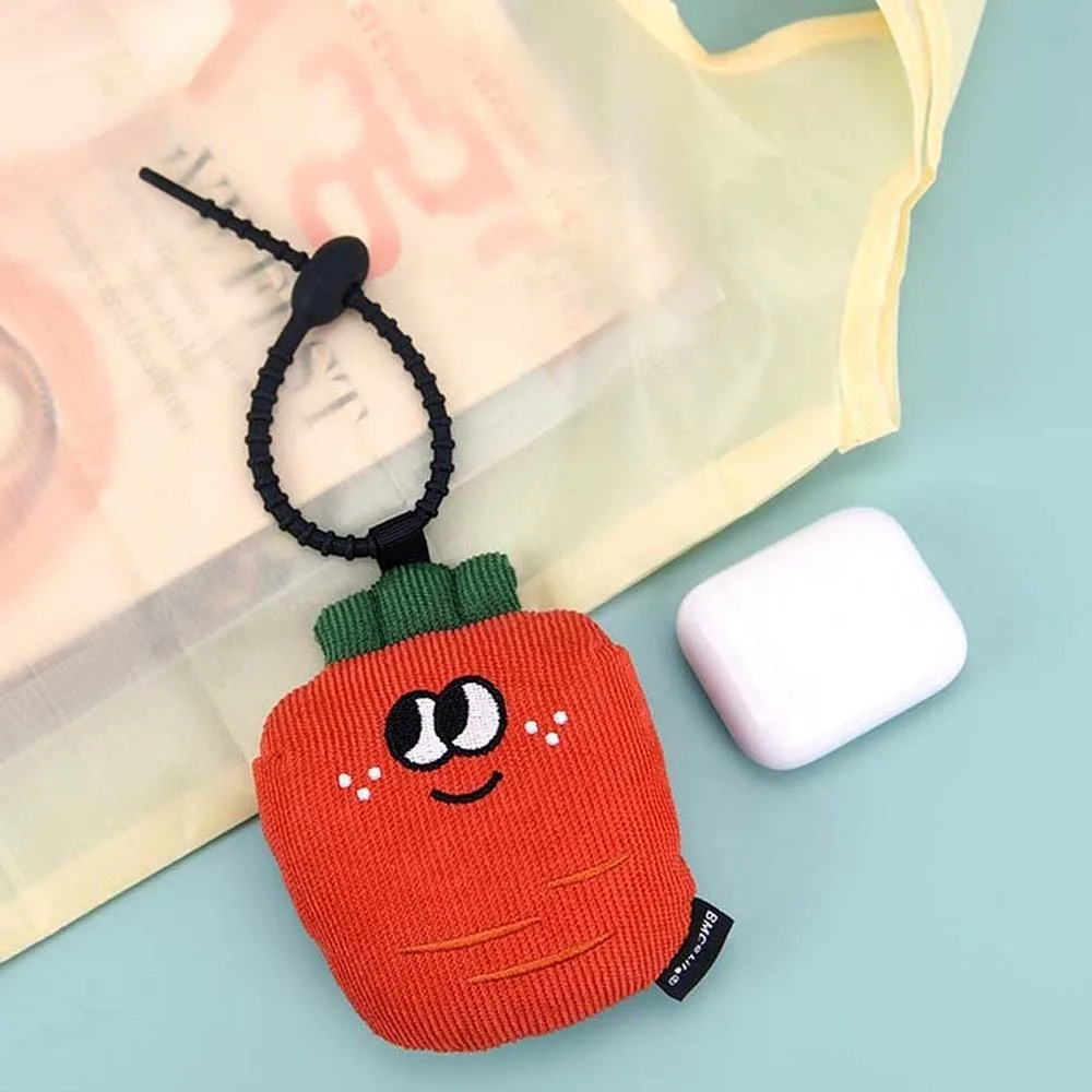 

Cartoon Pendant with Shopping Bag Corduroy Large Capacity Eco-friendly Folding Pouch PP Cotton Cute Fruit Key Ring Shoulder Bag