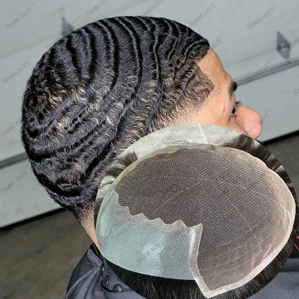 Breathable Men's Wigs Natural Hairline Lace Front Deep 360 Waves Remy Indian Hair New Q6 Base Black Men Toupee Competitive Items