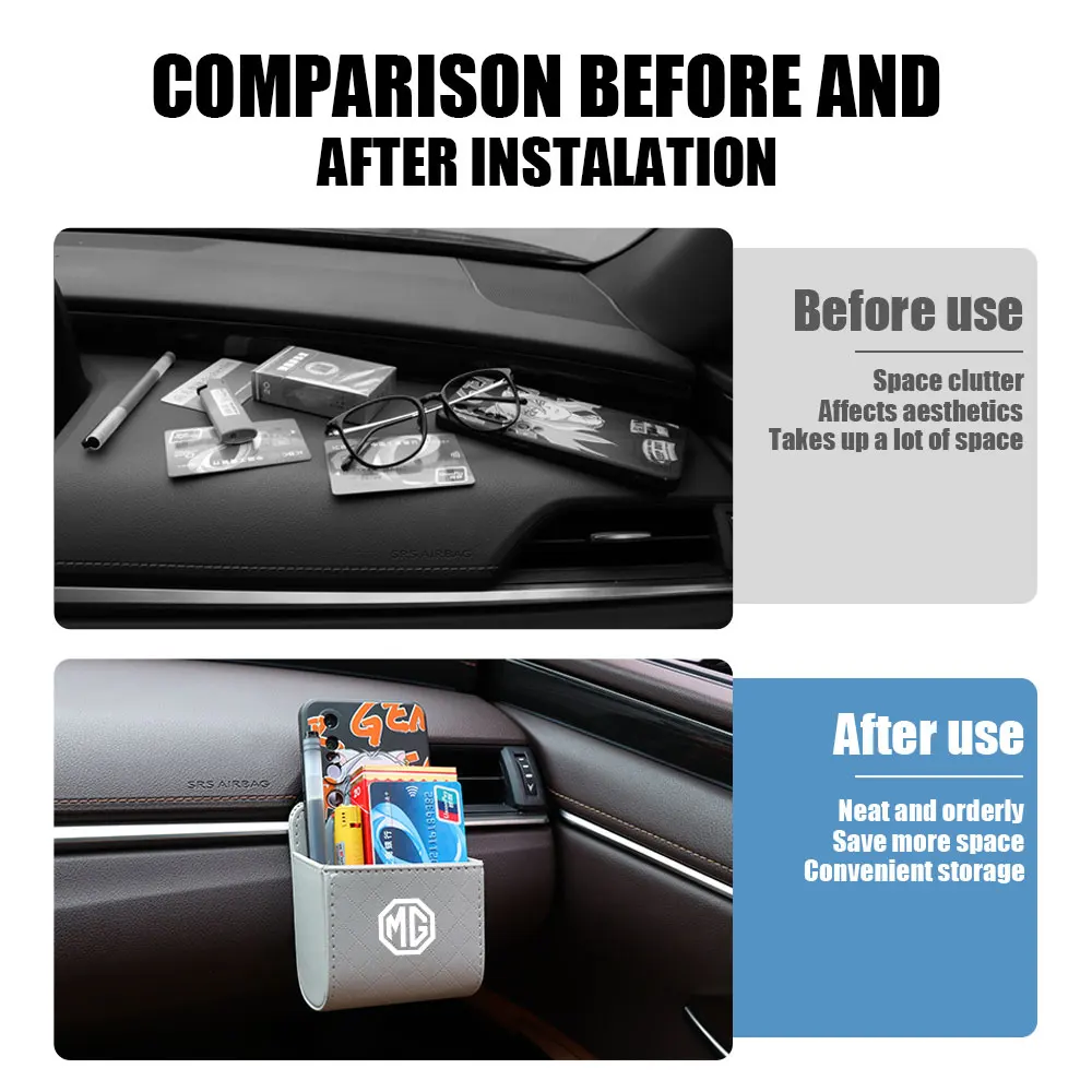 المحمولة سيارة تنفيس الهواء لوحة القيادة مرتبة صندوق جلد معلق لموريس MG HS EHS Phev ZS MG3 MG5 MG6 MG7 GT ZR RX5 ZT RX8 EV 350