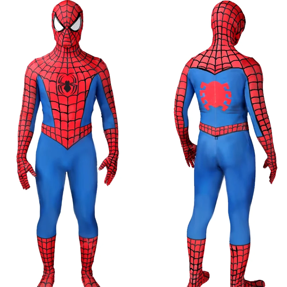 Classic Peter Parker Spiderman Cosplay Costume Zentai Halloween Costume SuperHero Bodysuit Jumpsuit Spider Zenzai Suits Adult