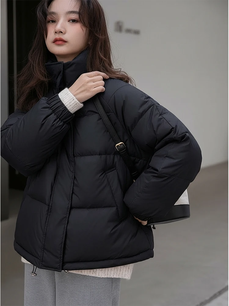 

Bla ort Puffer Jaet Women's 2025 Winter New White Du down Stand Collar Lightweight Bread Coat Thi Outerwear