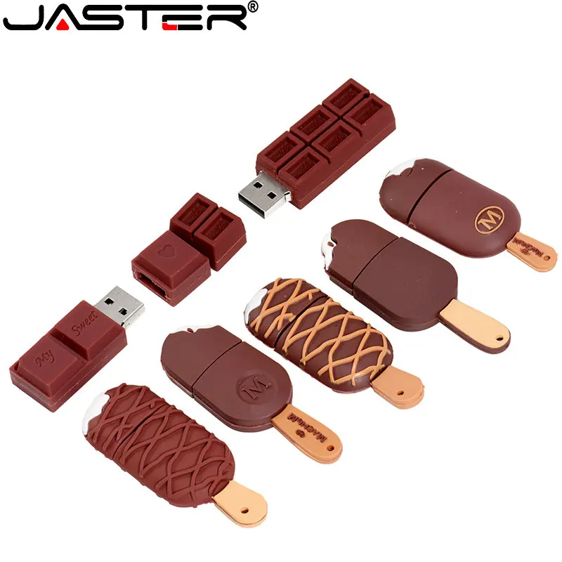 JASTER-Clé USB 2.0 en forme de crème glacée de dessin animé, lecteur de stylo chocolat mignon, clé USB, disque U pour ordinateur portable, 8 Go, 16 Go, 32 Go, 64 Go, entreprise