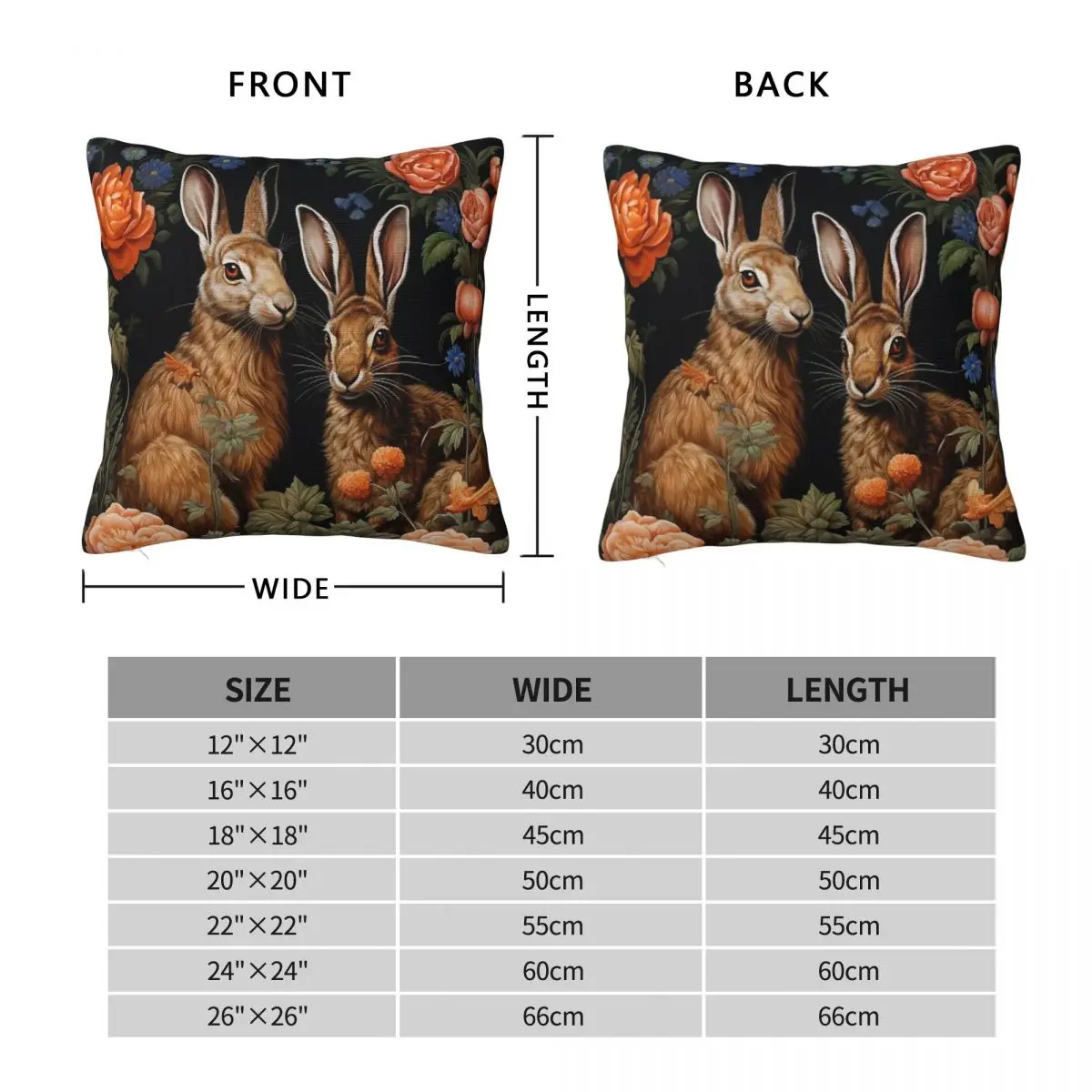 Hares In Bloom William Morris Square Pillowcase Polyester Linen Velvet Printed Zip Decor Sofa Seater Cushion Cover 45x45