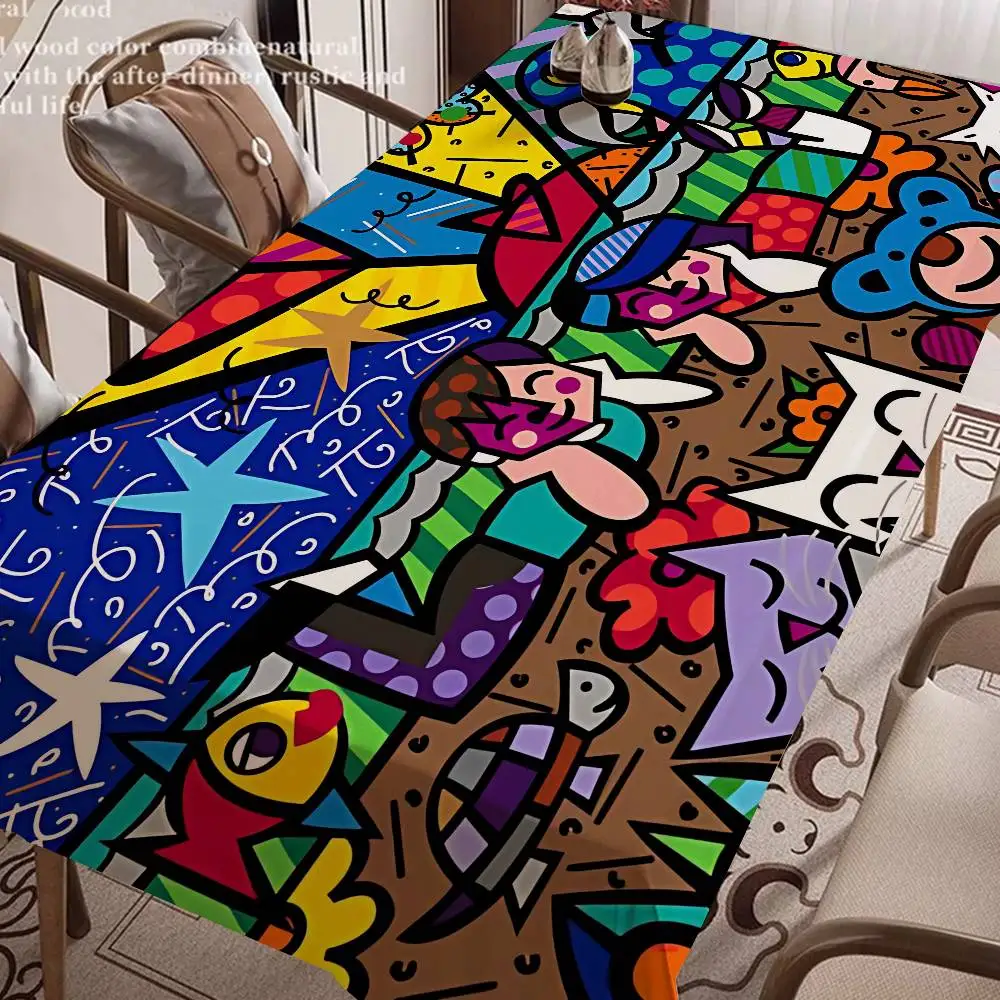 Artist R-Romero B-Britto Waterproof And Oil-proof Tablecloth Bedside Table Dustproof Decorative Cloth Living Coffee Tablecloth