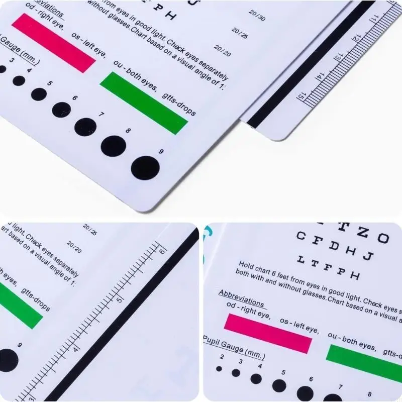 Y51B PD Rule Ruler Eye Chart Eye Occluder Pocket Double Side Eye Test Eye Test Test Test