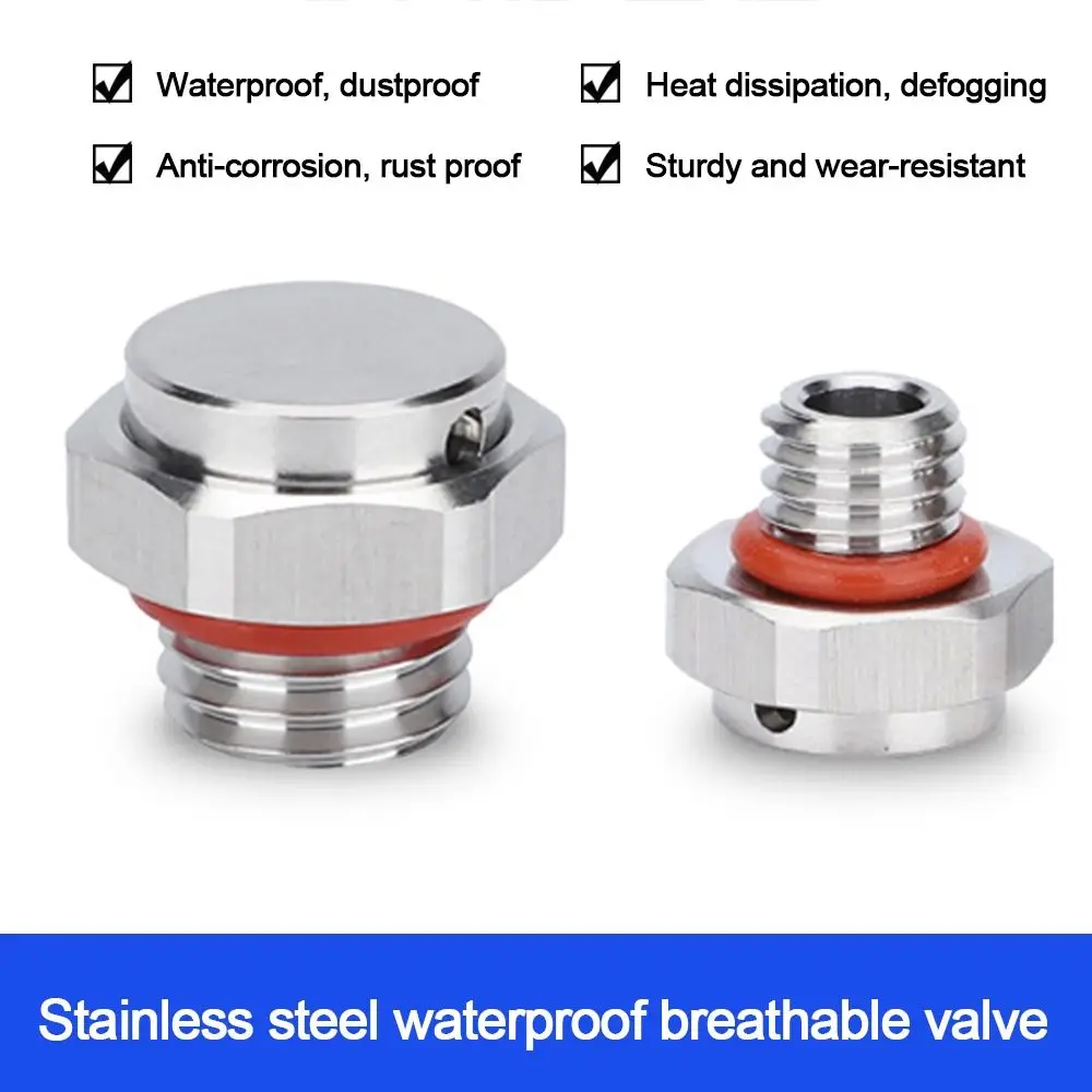New 304 Stainless Steel Air Vent Valve Waterproof Screw In Breather Vent Valve M5 M6 M8 M10 M12 Metal Vent Plug